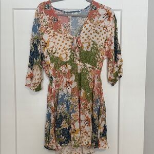 O'Neill Multicolor Floral Dress with Tie Front
